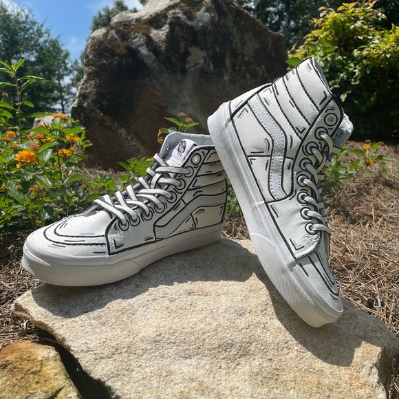 VANS HI TOP COMIC BLACK AND WHITE CUSTOMS - Picture 6 of 6